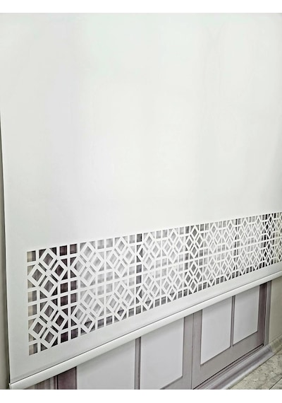Stor Perde Desenli Lazer Kesim Kalın Kumaşlı Ml104 Beyaz