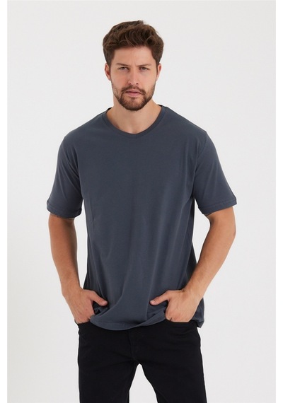 Tarz Cool Erkek V Yaka Slim Fit Likralı T-shirt Antrasit