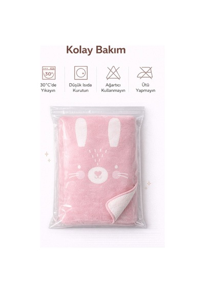 Maya Pamuklu Kız Erkek Bebek Battaniyesi Çift Taraflı Desenli Yumuşak Çocuk Örtüsü 90x120 Cm Pembe