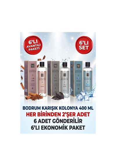 Karizmatik İmza & Parfüm Serisi 6'lı Kolonya Seti 400 Ml Dökmeli Kapak 80