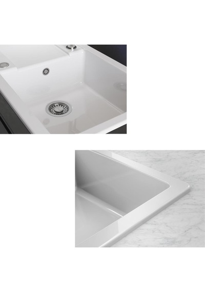 Franke Mxk 611-100 Seramik Evye, Parlak Beyaz, Tezgah Üstü, Çift Yönlü Damlalık, 100x50 Cm