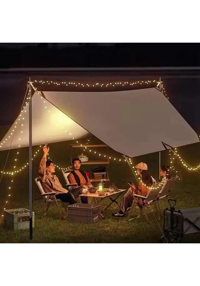 Su Geçirmez Dayanıklı Piknik Kamp Sahil Plaj Güneşlik Koruyucu Tente Gölgelik Çadır 500x300 Cm Tek Ebat Bej Genel