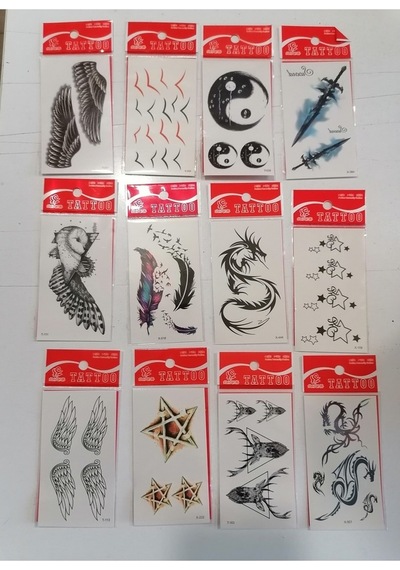 Ying Yang 12 Adet Birden Yapıştırma Geçici Dövme Yapma Seti
