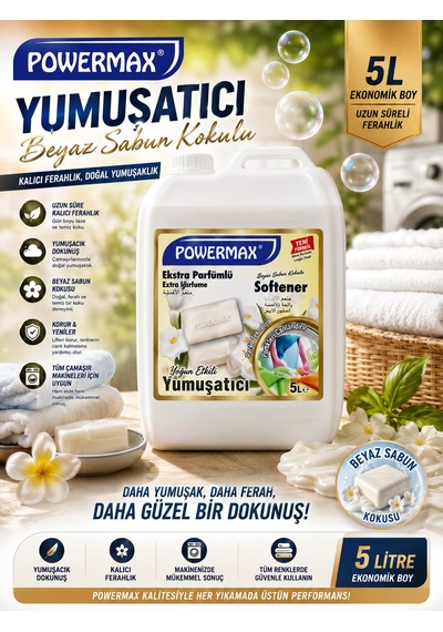 Powermax Beyaz Sabun Yumuşatıcı 5 L Çamaşır Yumuşatıcı Tekli