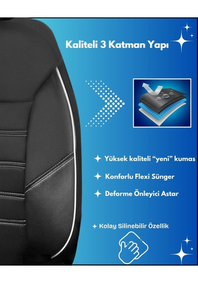 Z&c Maxtech Üniversal Her Araca Uyumlu Tam Takım Oto Koltuk Kılıfı Seti Star B