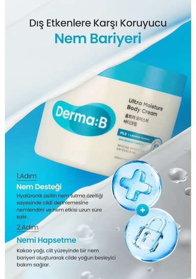 Aşırı Kuru Ciltlere Uzun Süre Yoğun Nem Sağlayan Vücut Kremi Derma:b Ultra Moisture Body Cream