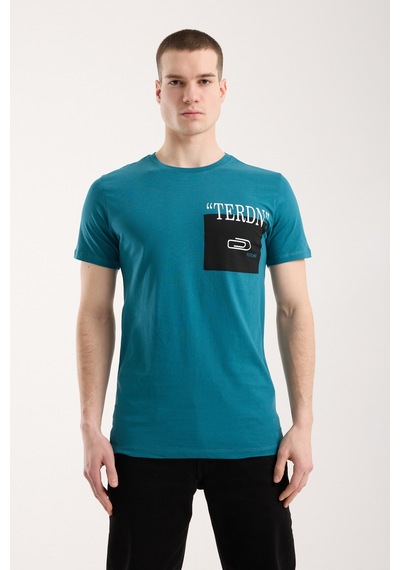 Maximodena Erkek Baskılı T-shirt Sportif Kesim Günlük Kullanım - Yeşil