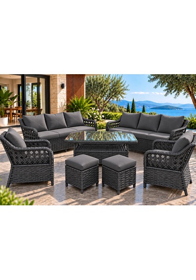 Rattan Bahçe Ve Balkon Takımı 3+3+1+1 Antarsit Gri Rattan Bahçe Ve Balkon Takımı 3+3+1+1 Antarsit Gri