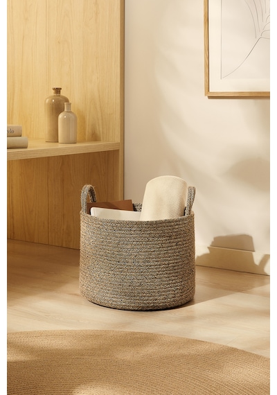 Ocean Home Textile Siyah Kırçıllı Jüt Halat Sepet 35 x 27 cm