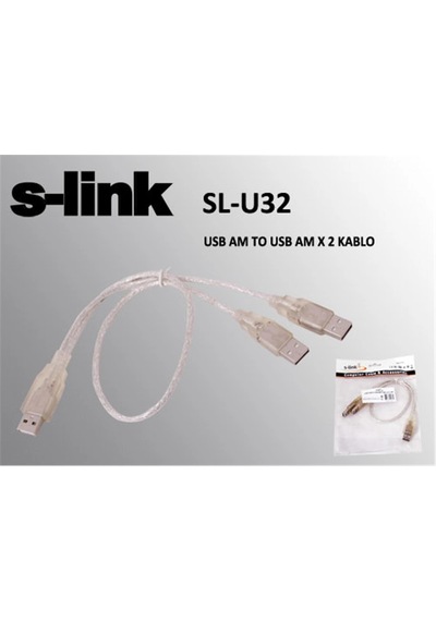 S-link Sl-u32 Usb 2.0 Usb Erkek To 2x Usb Erkek 0.60cm Kablo
