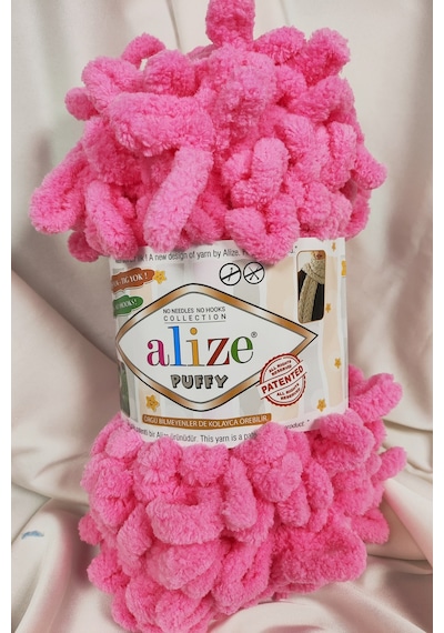 Puffy Canlı Pembe El Örgü İpi 100gr. 9mt. 5'li Paket - Renk: 377