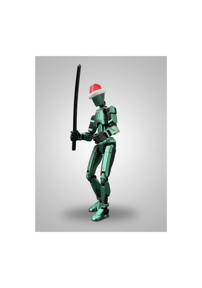 Yılbaşı Temalı Hareketli Robot Dummy Oyuncak Noel Şapkalı 3d Baskı Figür, Özel Hediye Kutulu