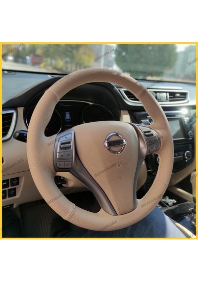 Nissan İxtiral Araca Özel Direksiyon Kılıfı Krem Deri