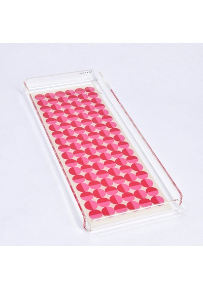 Vals Pleksi Renkli Pembe Tepsi 40x17 Cm Çok Renkli