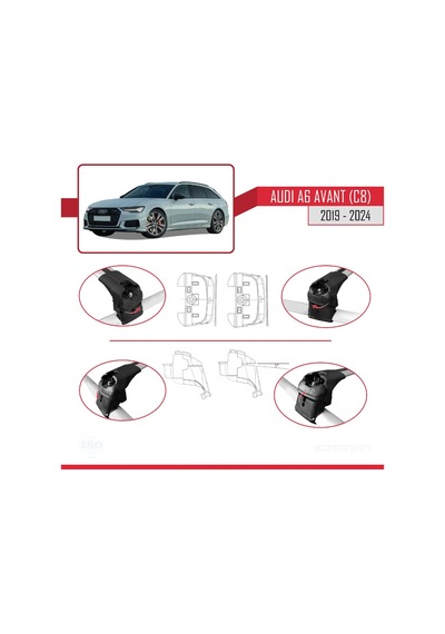 Audi A6 Avant C8 2019 Ve Sonrası İle Uyumlu Ace-2 Ara Atkı Tavan Barı Gri