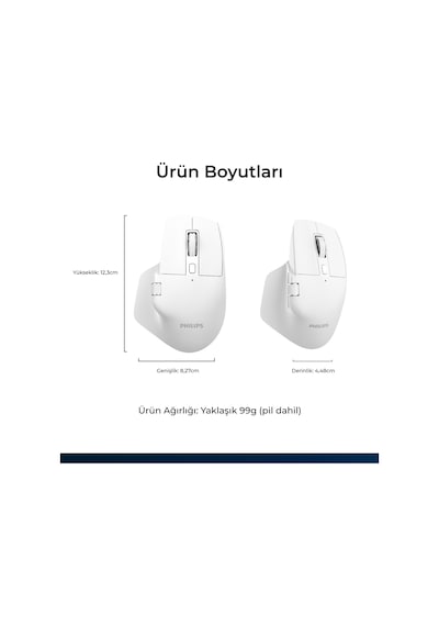 Philips SPK7858 Bluetooth Kablosuz Çift Modlu 4000DPI 7 Tuşlu Optik Mouse