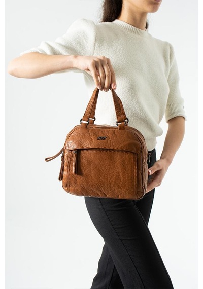 Baginn Retro Vegan Deri Günlük Kadın Postacı Çanta Çapraz Askılı Omuz Çantası Yıkama Suni Deri 27 23 Cm Taba