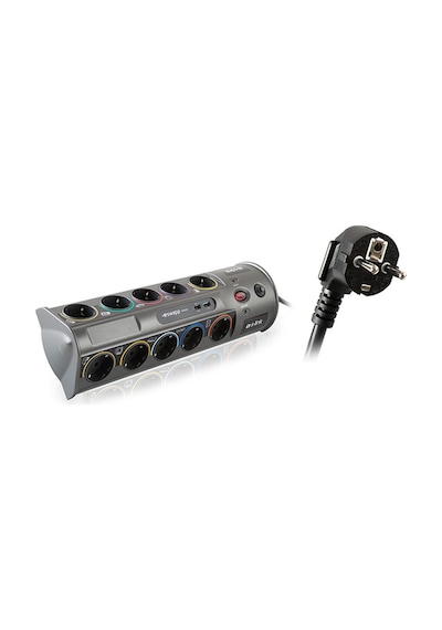 S-Link Swapp SP10AF_USB 3.1A 1.5MM2 Akım Korumalı Priz 10'lu 1.8 M Gri