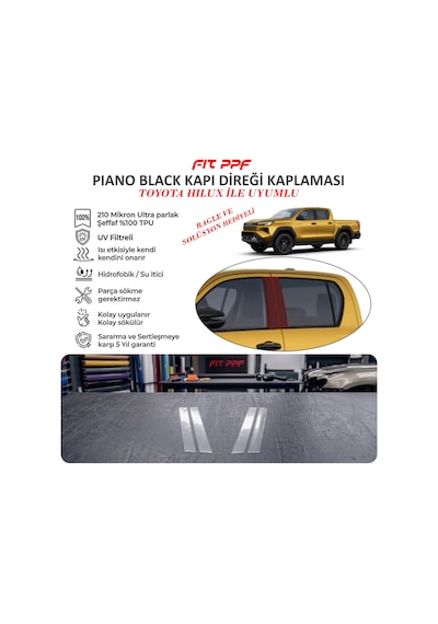 Totota Hılux Hazır Kesim Piano Black Kapı Yan Direk Kaplamaları,
