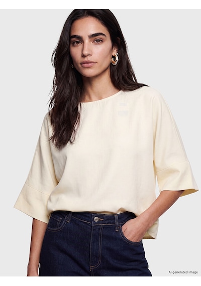 Lcw Vision Sarı Bisiklet Yaka Oversize Bluz
