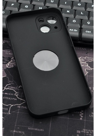 Apple Uyumlu iPhone 13 Uyumlu Siyah Benekli Desenli İnce Sert Kapak Kılıf Kamera Lens Korumalı Siyah -