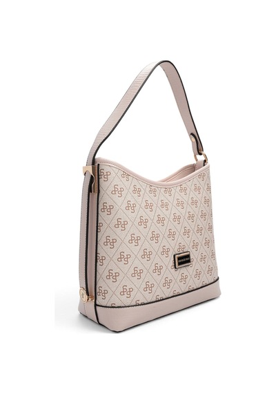 Silver & Polo Silver Polo Pembe - Pudra Monogram Kadın Omuz Çantası Sp1286