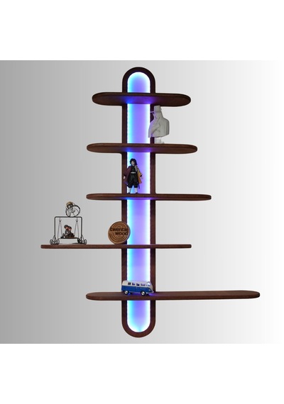 Duvar Rafı Led Li Kahverengi