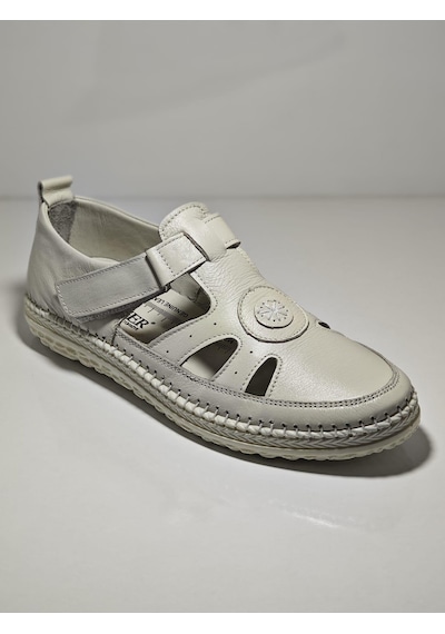 Voyager Z520 Kadın Günlük Deri Comfort Sandalet Krem