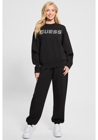 Guess Kadın Cecılıa Cn Önü Logolu Sweatshirt - Siyah Siyah