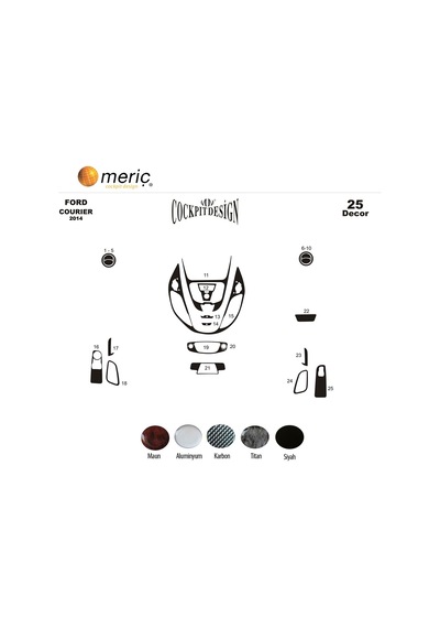 Meriç® Ford Courier Ön Torpido Kaplama 30 Parça 2014-2019 (530156306)