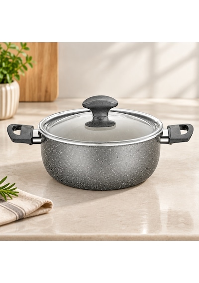 Granit Kaplamalı Derin Tencere 22 Cm Cam Kapak Diğer