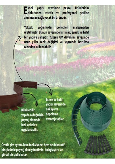 Çim Ayırıcı 25 M Yüksek Kalite Çim Ayracı Çim Ayırıcı Yeşil