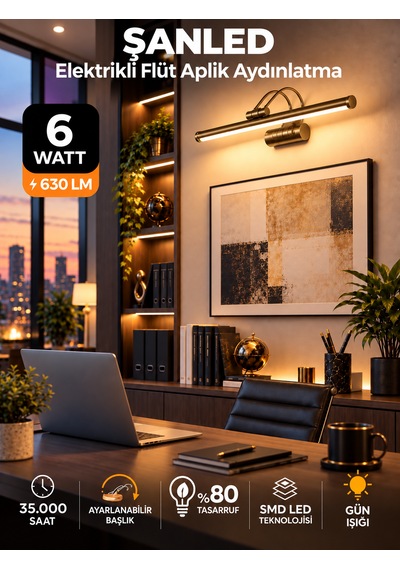 6w Elektrikli Flüt Led Aplik Eskitme Renk Gün Işığı Ayarlanabilir Başlık 1 Adet