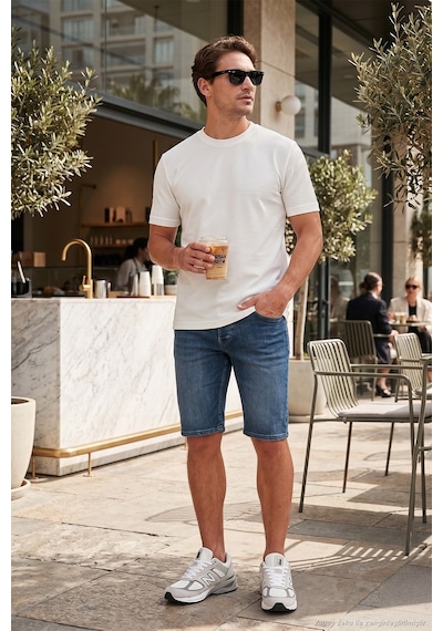 Buratti Streç Pamuklu Slim Fit Sıfır Yaka Erkek T Shirt 5902639 Ekru