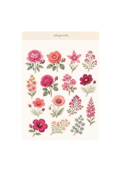 10 Sayfa Çiçek Temalı Sticker Seti Vintage Çiçek Ajanda Scrapbook Journal 0