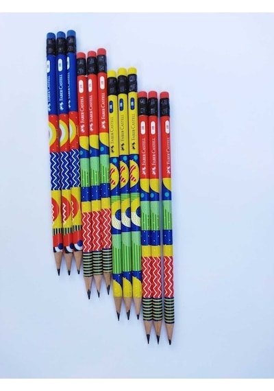 Pattern Silgili Kurşun Kalem 2b 12 Adet Çok Renkli