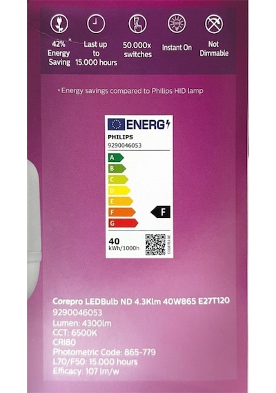 Corepro Led 40w E-27 6500 Kelvın 4300 Lumen Göz Yormaz Kaliteli Soğuk Beyaz Işık Torch Ampul