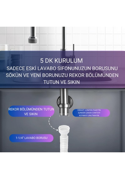 Desiphon Lavabo Sifonları İçin Körüklü Boru