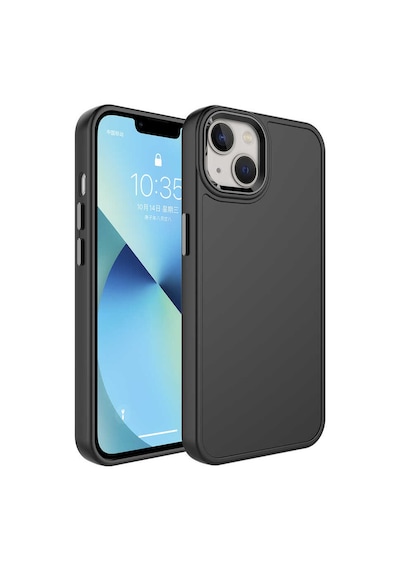 Apple Uyumlu iPhone 14 Plus Uyumlu Metal Çerçeve Ve Buton Tasarımlı Sert Zore Botox Uyumlu Kılıf-siyah Siyah -