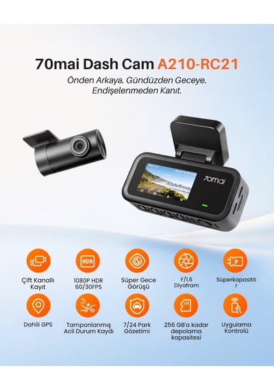 70mai A210 Ön Kamera + Rc21 Arka Kamera