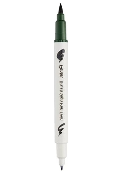 Çift Taraflı Fırça Uçlu Kalem, Zeytin Yeşili Renk 103 Ivory