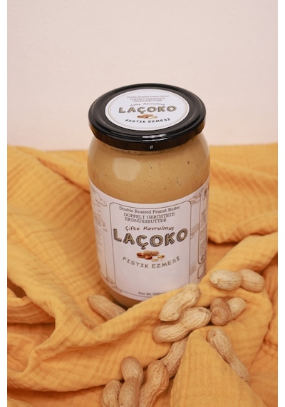 Laçoko İsme Özel Şekersiz Glutensiz Vegan Çifte Kavrulmuş Yer Fıstığı Ezmesi 4 x 1 KG