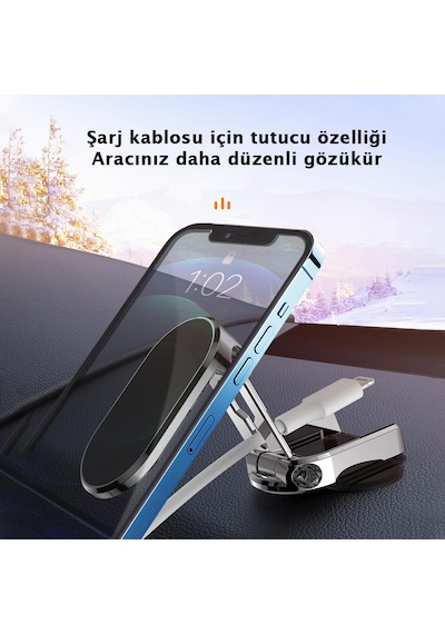 Mt90 Alüminyum Kasa Araç İçi Telefon Tutucu Torpido Üstü 360 Dere
