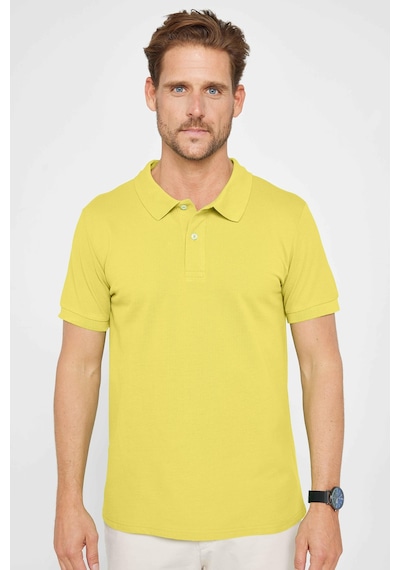 Tudors Erkek Slim Fit Dar Kesim %100 Pamuk Yeşil Polo Yaka Tişört-32759 Yeşil