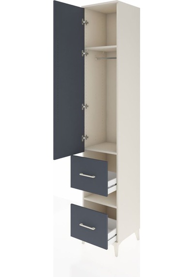 Hyperion Dolap 3 Raflı 2 Çekmeceli Tek Askılı 44x44x243 Aytaşı-antrasit Aytası