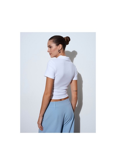 Dilvin 32614 Polo Yaka Top Beyaz