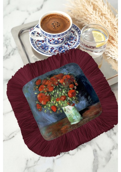 Sanatsal Çiçek Aranjmanlı Püsküllü Sunum Peçetesi-vintage Stil Bordo Rustik Bardak Altlığı Mendil Koyu Fırtına Siyah Sanatsal Çiçek Aranjmanlı Püsküllü Sunum Peçetesi-vintage Stil Bordo Rustik Bardak Altlığı Mendil Koyu Fırtına Siyah