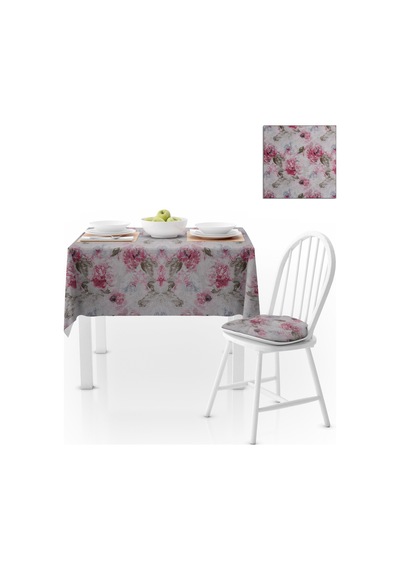 Gül Desenli Pembe Vizon Dijital Baskılı Petek Dokuma Masa Örtüsü 140x220