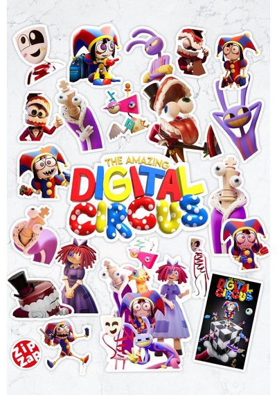 The Amazing Digital Circus Telefon Laptop Bullet Journal Yapışkanlı Folyo Sticker Paketi 21adet Çok Renkli