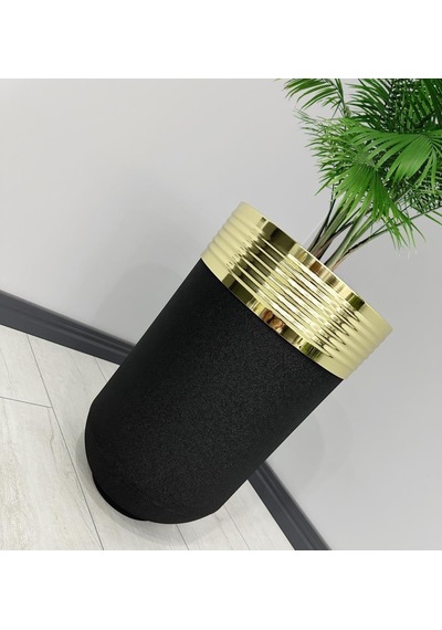 Elegant Dekoratif Gold Darbuka Siyah Saksı 60cm